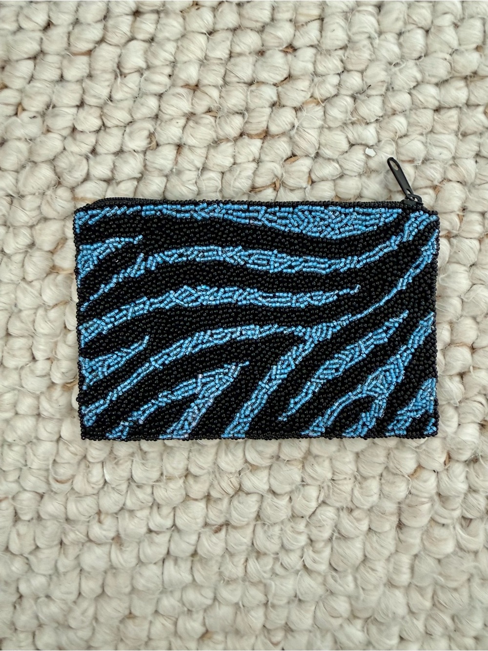 Bloomingdale's Beaded Zebra Zip Pouch-Style Clutch - Black and Blue